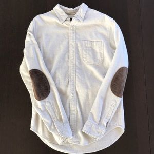 J. Crew Men’s Cream Elbow Patch Shirt, Size S